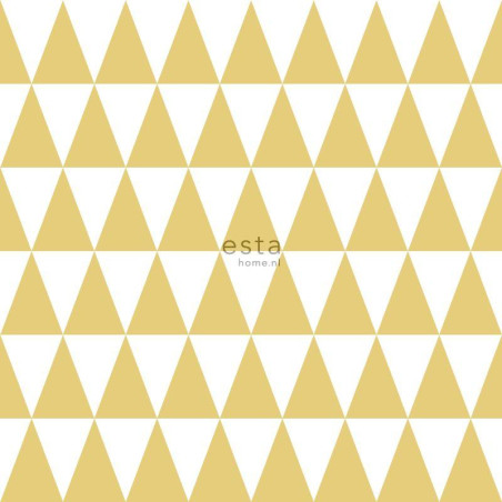 Papier peint intissé enfant Triangles géométriques jaune ocre- Little Bandits - ESTA HOME