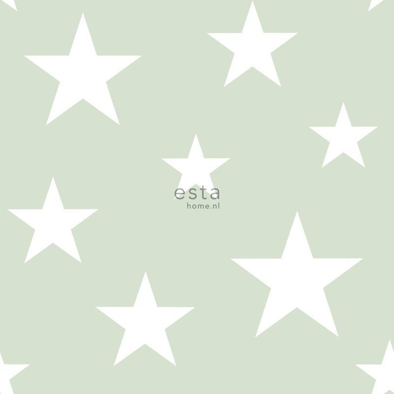 Papier peint Etoiles vert  menthe - LITTLE BANDITS - Esta Home - 128865