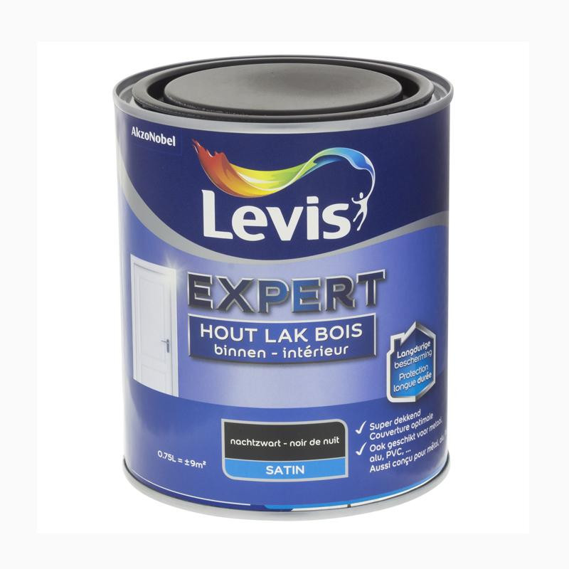 Laque intérieure spéciale bois EXPERT noire effet satin 750 ml- LEVIS