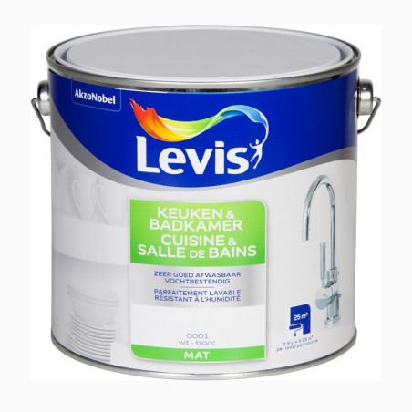 Peinture spéciale cuisine et salle de bain blanc mat LEVIS