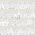 Papier peint enfant Maison d'Amsterdam gris clair  - Little Bandits - ESTA HOME