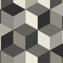 Sol PVC - Cubes 97 Cube-It 3D noir gris blanc - Bingo IVC - rouleau 2M