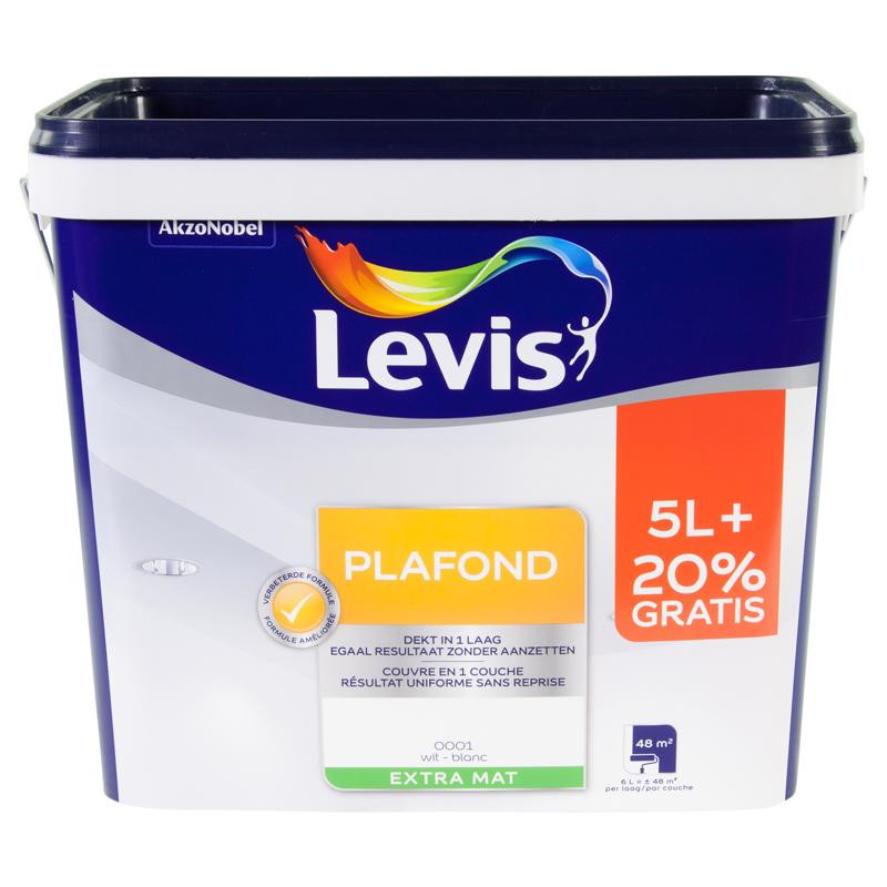 Peinture spécial plafond blanc extra mat - 6L LEVIS