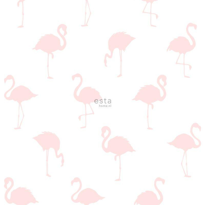 Papier peint intissé enfant Flamants rose clair - Little Bandits - ESTA HOME