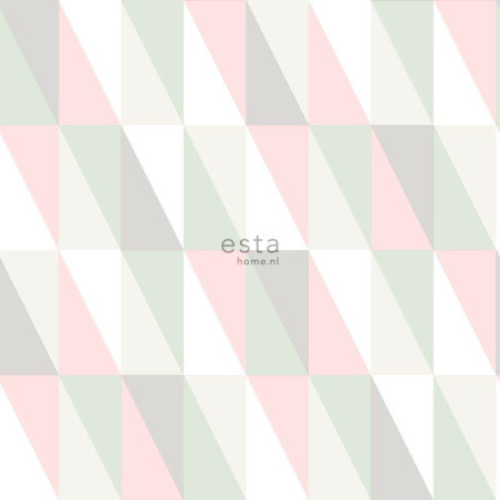 Papier peint Triangles rose clair et vert menthe - LITTLE BANDITS - Esta Home - 138919