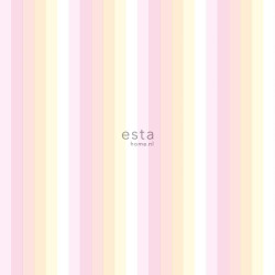 Papier peint Rayures arc-en-ciel rose clair et beige - LITTLE BANDITS - Esta Home - 138924