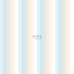 Papier peint Rayures arc-en-ciel bleu clair et beige - LITTLE BANDITS - Esta Home - 138925