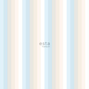 Papier peint Rayures arc-en-ciel bleu clair et beige - LITTLE BANDITS - Esta Home - 138925