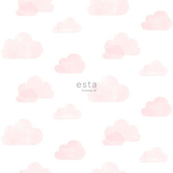 Papier peint Nuages rose clair et blanc - LITTLE BANDITS - Esta Home - 138929