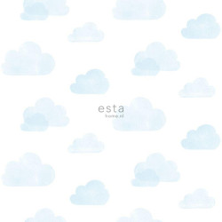 Papier peint Nuages bleu clair et blanc - LITTLE BANDITS - Esta Home - 138930