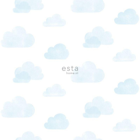 Papier peint Nuages bleu clair et blanc - LITTLE BANDITS - Esta Home - 138930