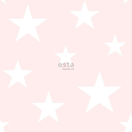 Papier peint intissé enfant rose clair à motif Etoiles - Little Bandits - ESTA HOME