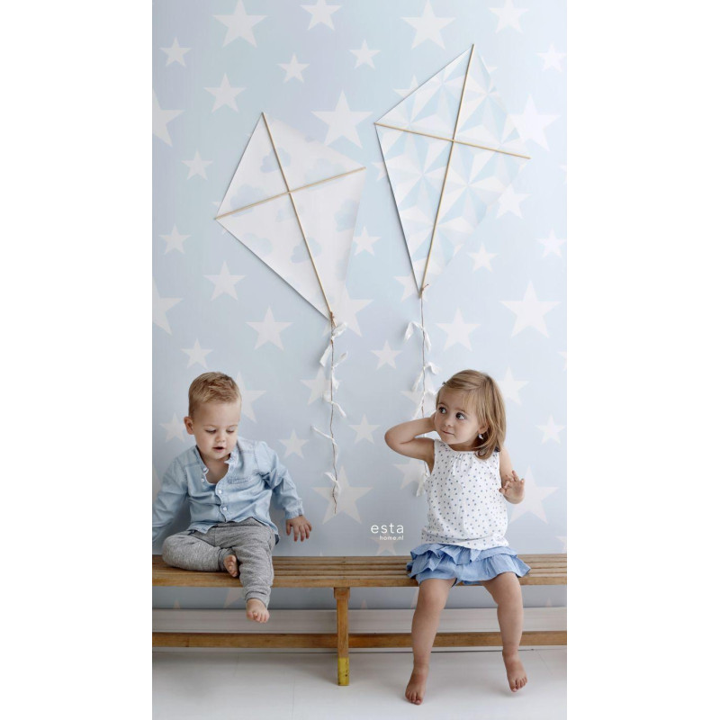 Papier peint Etoiles bleu clair - LITTLE BANDITS - Esta Home - 138932