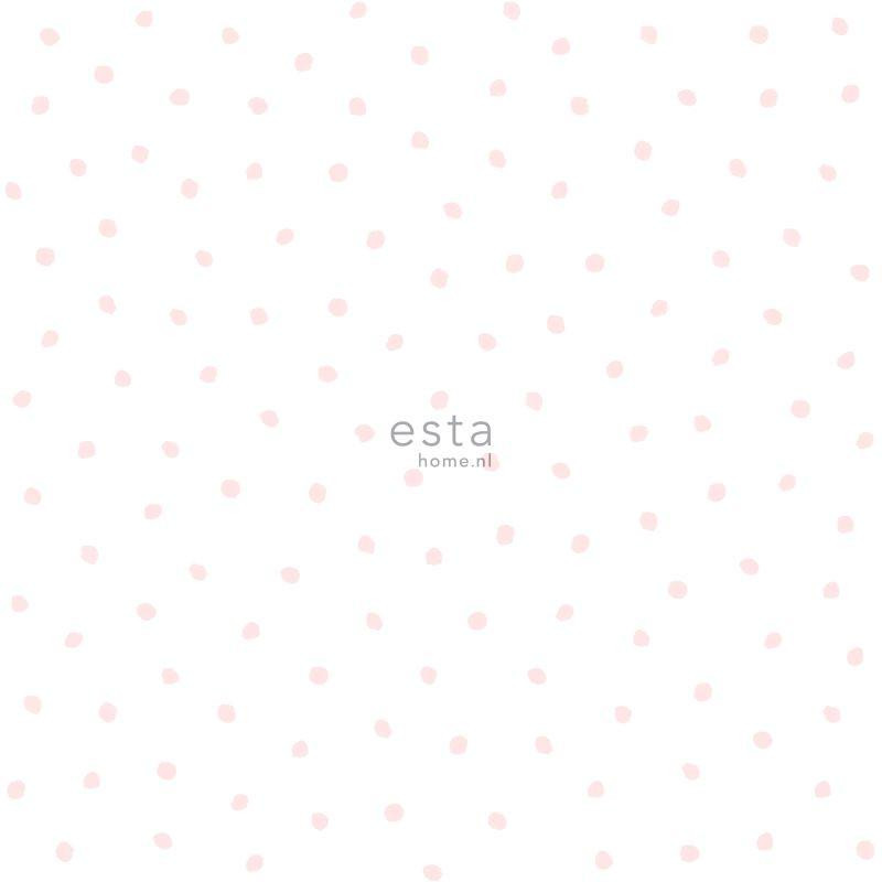 Papier peint enfant rose clair et blanc à petits points - Little Bandits - ESTA HOME