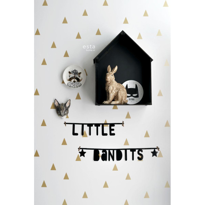 Papier peint Triangles blanc et or - LITTLE BANDITS - Esta Home - 138943