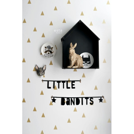 Papier peint enfant or brillant et blanc à motif Triangles - Little Bandits - ESTA HOME