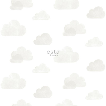 Papier peint Nuages gris clair et blanc - LITTLE BANDITS - Esta Home - 138945