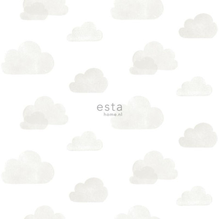 Papier peint enfant Nuages gris clair et blanc - Little Bandits - ESTA HOME