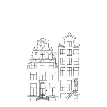 Papier peint Maisons dessinées noir et blanc - LITTLE BANDITS - Esta Home - 158833