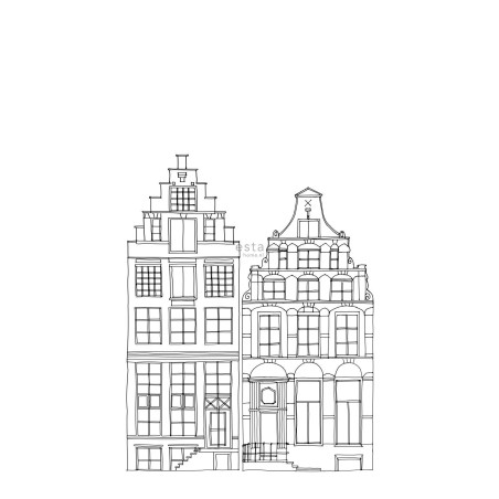 Papier peint Maisons dessinées noir et blanc - LITTLE BANDITS - Esta Home - 158834