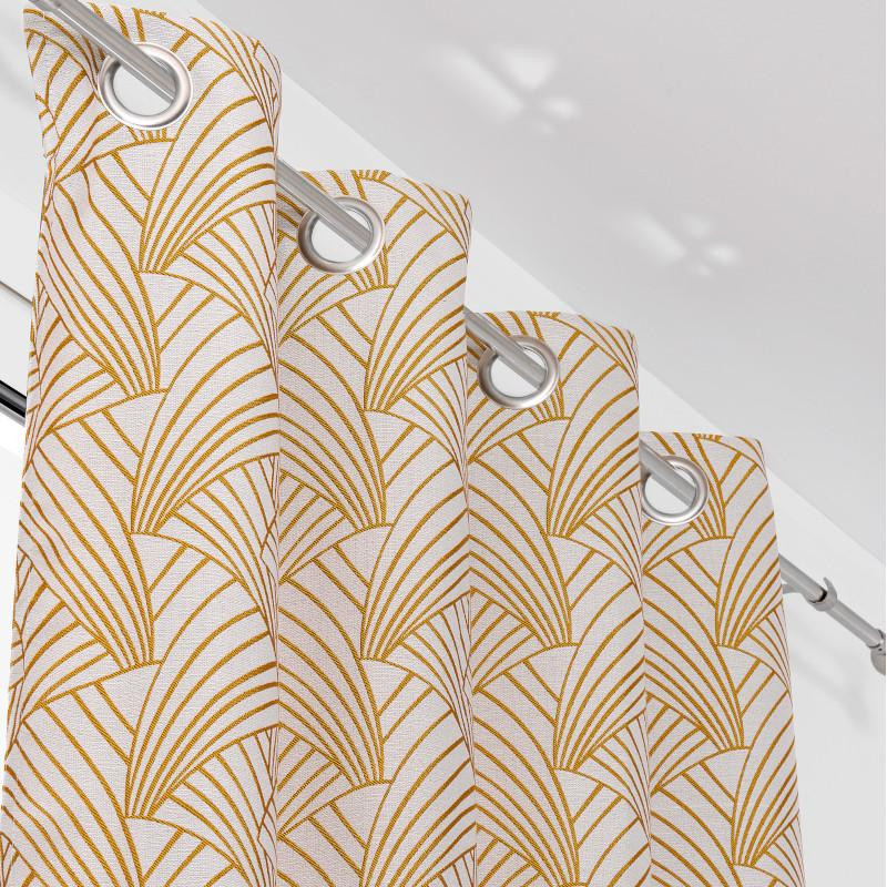 Rideau à œillets Ardeco jaune moutarde et beige chiné - Linder - 0986-35