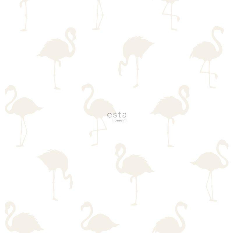Papier peint Flamants argents et blanc - LITTLE BANDITS - Esta Home - 138917