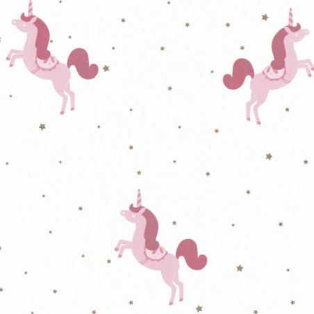 Papier peint intissé Princess unicorns rose - Collection GIRL POWER - CASELIO