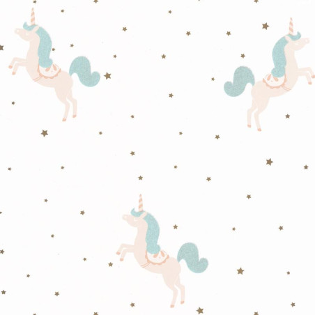 Papier peint Princess Unicorns bleu - GIRL POWER - Caselio - GPR100796710