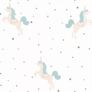 Papier peint intissé Princess unicorns bleu - Collection GIRL POWER - CASELIO