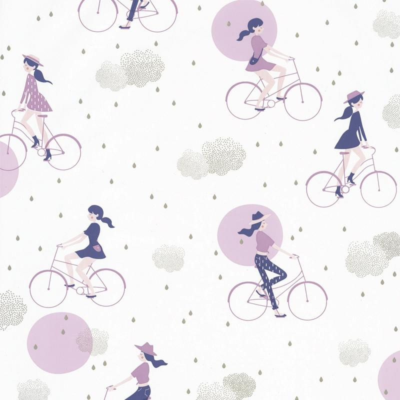 Papier peint Lucy In The Sky mauve - GIRL POWER - Caselio - GPR100845426