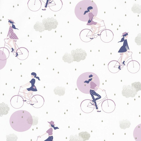 Papier peint intissé Lucy in the sky mauve - Collection GIRL POWER - CASELIO