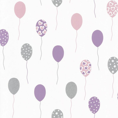 Papier peint intissé  PARTY TIME mauve - Collection GIRL POWER - CASELIO