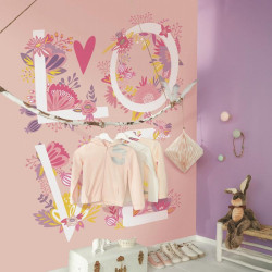 Panoramique Love rose et fleurs - GIRL POWER - Caselio - GPR100994220