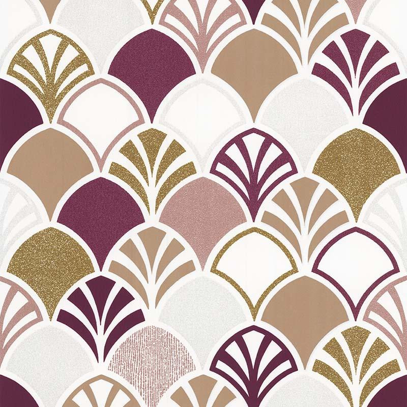 Papier peint Arcade bordeaux et doré - PARK AVENUE - Lutèce - 51193110 