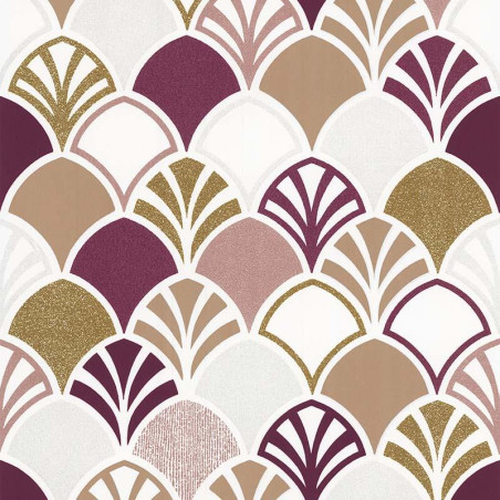 Papier peint Arcade bordeaux et doré - PARK AVENUE - Lutèce - 51193110 