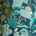 Papier peint Amazonia motif tropical toucan bleu nuit, vert et doré - L'ODYSSEE - Caselio
