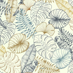 Papier peint Perroquet Graphique Bleu - SEJOURS ET CHAMBRES - Lutèce - 51193401