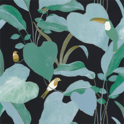 Papier peint Amazonia noir et vert émeraude - L'ODYSSEE - Caselio - OYS101427922