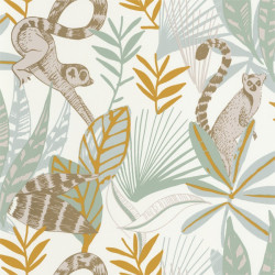 Papier peint Madagascar vert d'eau, jaune et doré - L'ODYSSEE - Caselio - OYS101407218