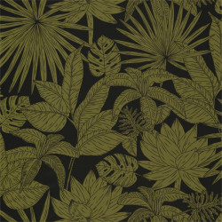 Papier peint Hawai noir et vert kaki - L'ODYSSEE - Caselio - OYS101437402