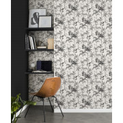 Papier peint 409017 SAVANE motif jungle noir et blanc - Rasch