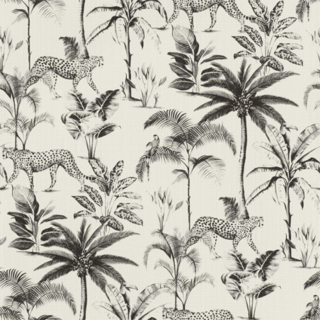 Papier peint 409017 SAVANE motif jungle noir et blanc - Rasch