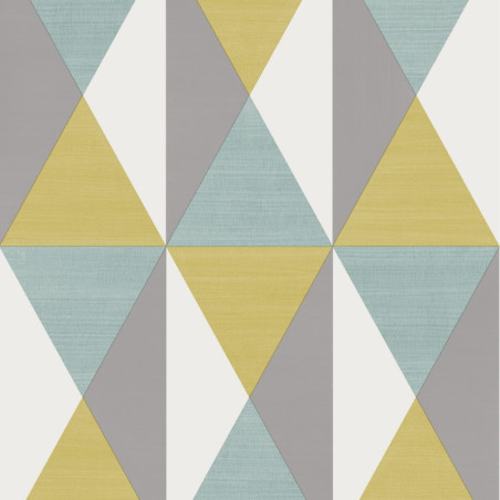Papier peint motif géométrique Triangles bleu, jaune et gris - UGEPA
