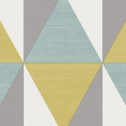 Papier peint motif géométrique Triangles bleu, jaune et gris - UGEPA