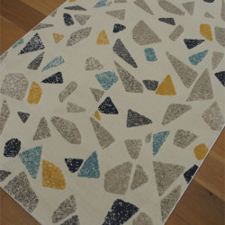 Tapis velours ras "Terrazzo écru, jaune et gris" - Canvas BALTA 140x200