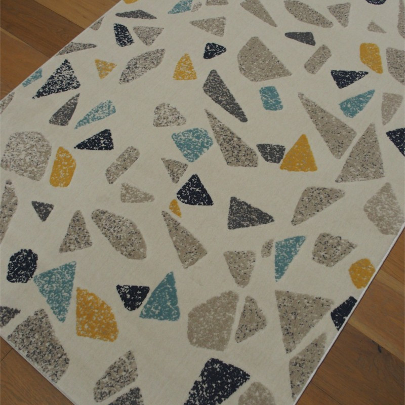 Tapis velours ras "Terrazzo écru, jaune et gris" - Canvas BALTA 140x200