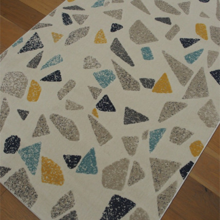 Tapis terrazzo écru, jaune et gris - Canvas - 140x200cm