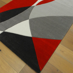 Tapis moderne années 60 rouge et gris - 160x230cm - Shuffle - BALTA