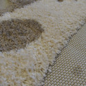 Tapis rond tête d'ours écru et taupe - Diamètre 120cm - RICHIE