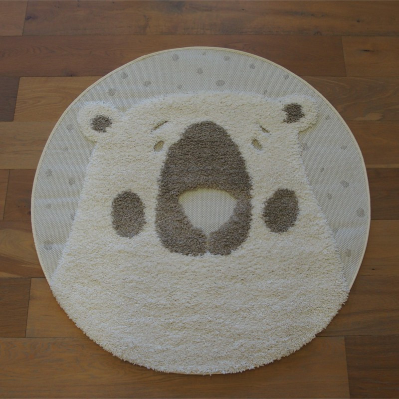 Tapis enfant rond "Tête d'ours écru" - Richie BALTA Diam.120